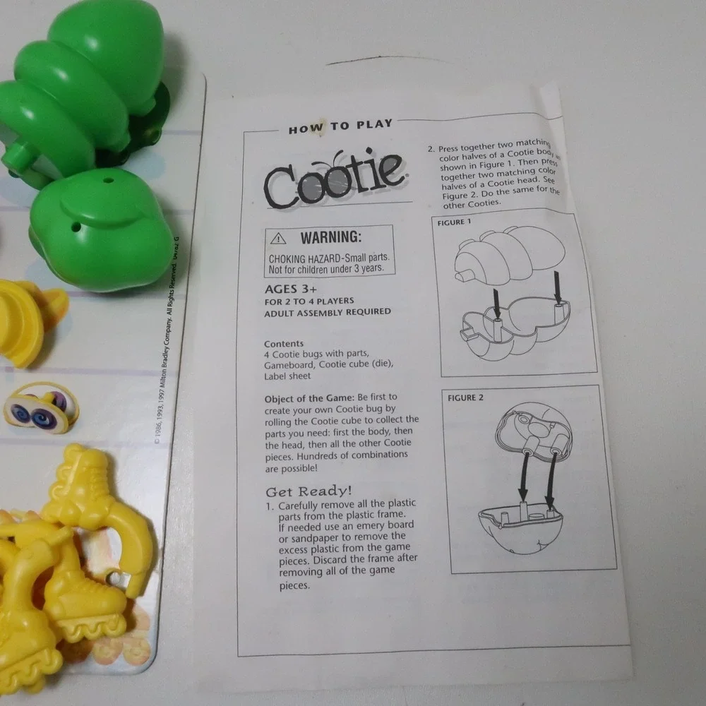 Vintage Original Cootie Game Complete Milton Bradley 1999 Kids Children's 90's
